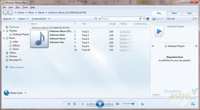 Screenshot de Windows Media Player