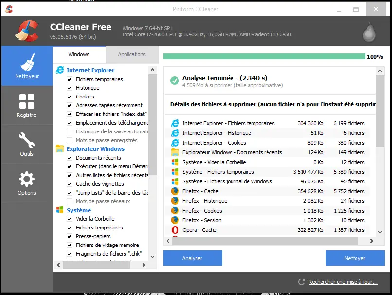 Capture d'écran de CCleaner