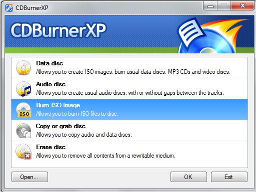 Capture d'écran de CDBurnerXP