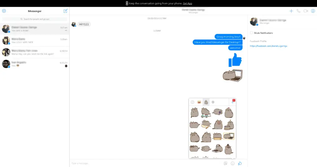 Screenshot de Facebook Messenger