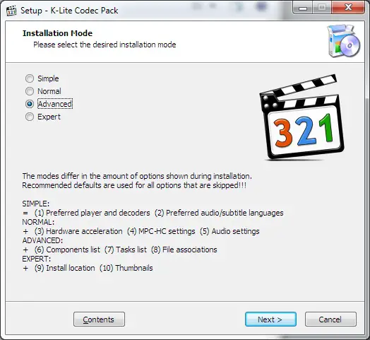 Screenshot de K-Lite Codec Pack