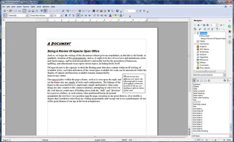 Screenshot de OpenOffice