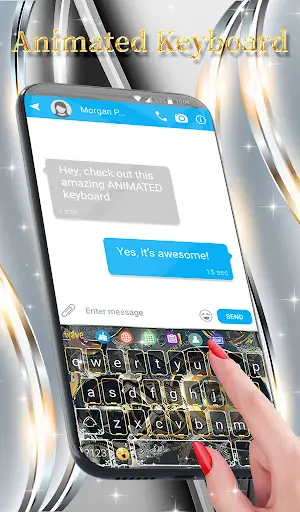 Aperçu Silver Luxury Live Wallpaper & Animated Keyboard - Img 2